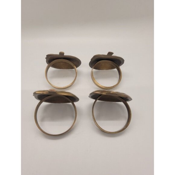 Set of (4) Fall & Thanksgiving Pumpkin Brass Napkin Rings - Picture 3 of 3